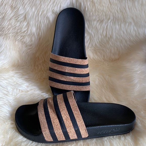Adidas Originals Adilette Cork Slides Wmns size 9/men 8 - Picture 2 of 4